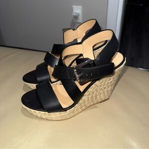 Michael Kors Black Espadrille Wedge Sandals